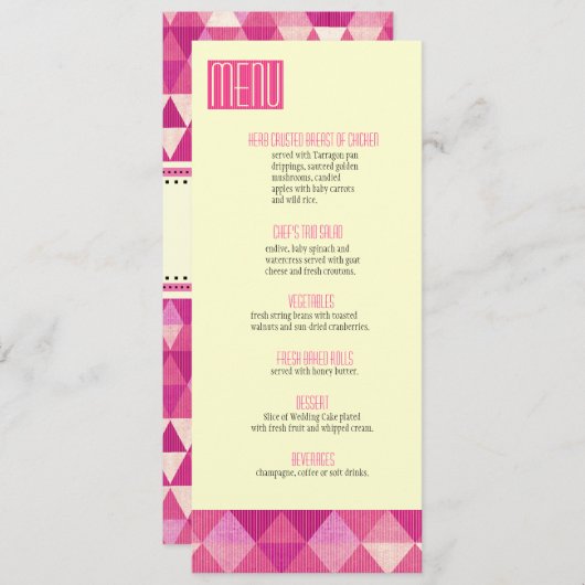 Matige Lines Wedding Menu fuschia (Voorkant / Achterkant)