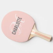 Matige monogram: zwarte roze  tafeltennisbatje (Zijkant)