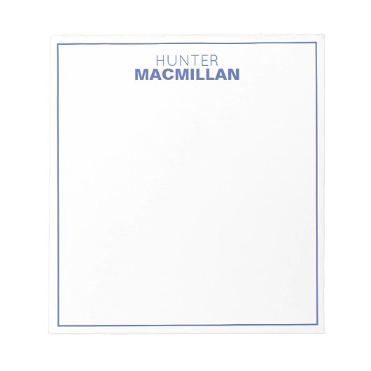 Matige naam Monogram, gepersonaliseerd Blauw Notitieblok (Voorkant)