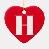 Matige rode monogram initiaal typografie keramisch ornament (Achterkant)