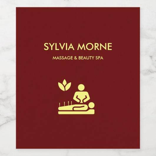 Matige spa gele silhouette maroon wijn etiket (Enkel label)