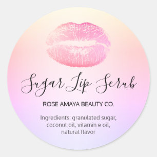Matige suikerlip op schaal Pastel Blush Lips Ronde Sticker