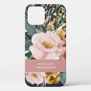 Matige waterverf floraal en blaaselegant iPhone 12 hoesje