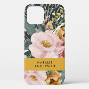 Matige waterverf floraal en blaaselegant iPhone 12 hoesje