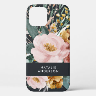 Matige waterverf floraal en blaaselegant iPhone 12 hoesje