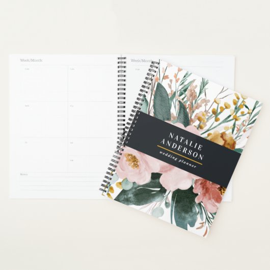 Matige waterverf floraal en blaaselegant planner (Display)