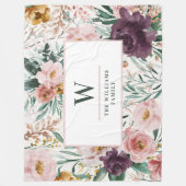 Matige waterverf florale elegant monogram roze fleece deken (Voorkant)