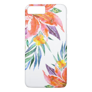 Matige waterverven libuien florale bouquet 	iPhone 8 plus / 7 plus hoesje