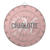 Matige zwarte roze monogram dartbord (Voorkant)