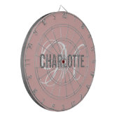 Matige zwarte roze monogram dartbord (Voorkant Links)