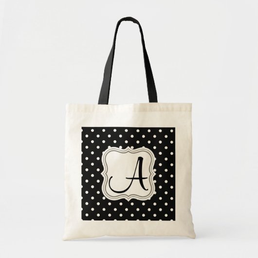 Matige zwarte witte haarpunten, monogrammen tote bag (Voorkant)