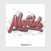 Matilde cœur rouge Graffiti Autocollant Sticker (Feuille)
