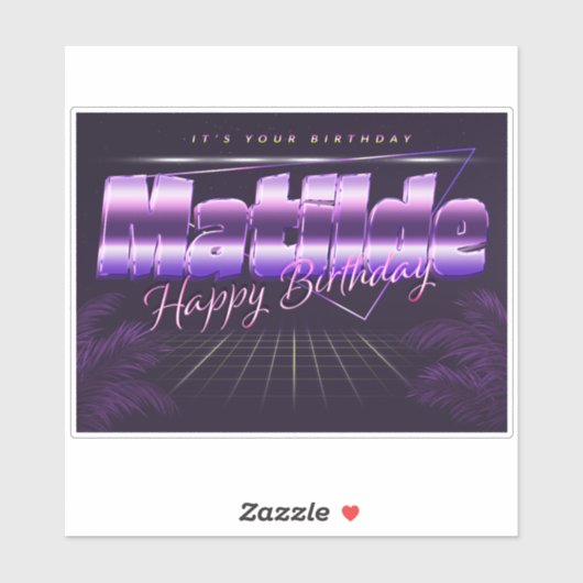 Matilde Name Prénom lila retro Sticker (Feuille)