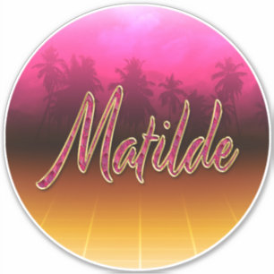 Matilde prénom nom autocollant sticker or rose