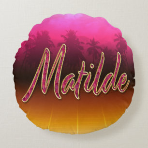 Matilde prénom nom coussin rose doré