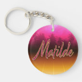 Matilde prénom nom porte-clés rose doré (Devant)