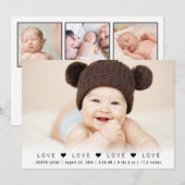 Matin Love Photo Collage Birth Aankondiging (Voorkant / Achterkant)