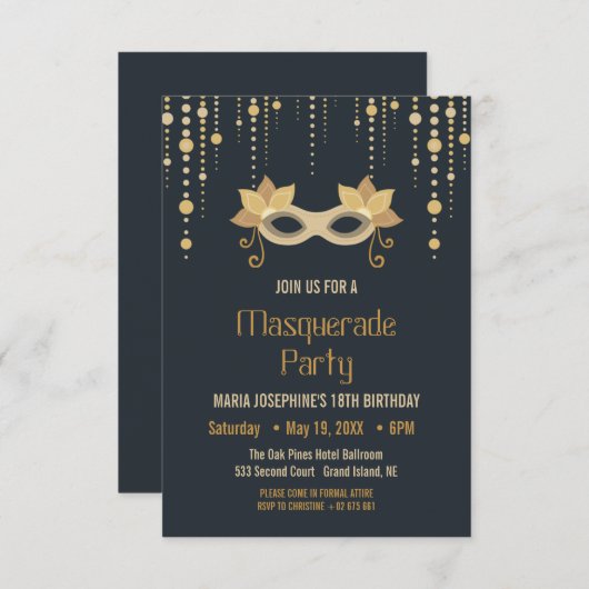 Matin Masquerade verjaardagsfeest Kaart (Voorkant / Achterkant)