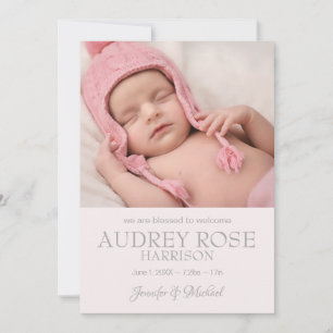 Matin roze baby Girl Birth Aankondiging