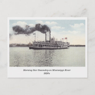 Matin Star Steamship sur Mississippi vieille carte