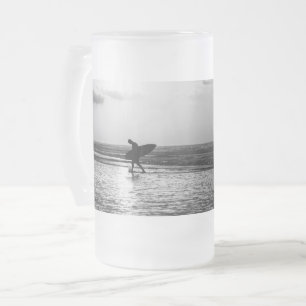 Matin Surfer Grayscale Verre Frosted Beer Mug