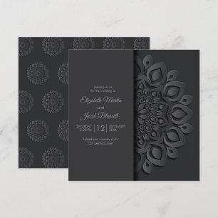 Matin zwart papier snijdt Mandala Peekaboo Wedding Kaart
