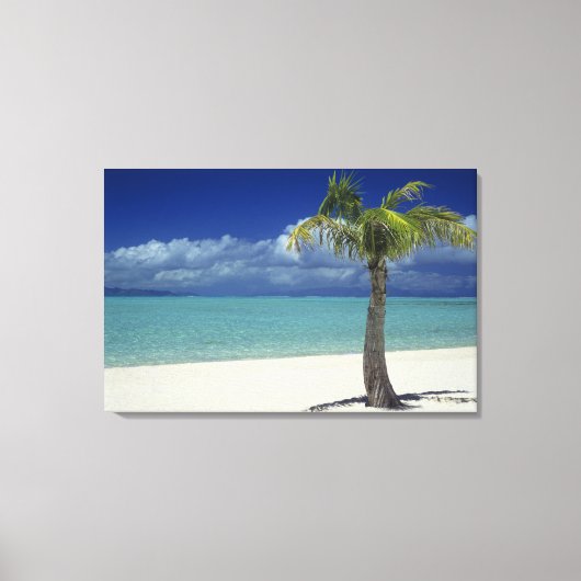 Matira Beach op het eiland Bora Bora, 2 Canvas Afdruk (Voorkant)