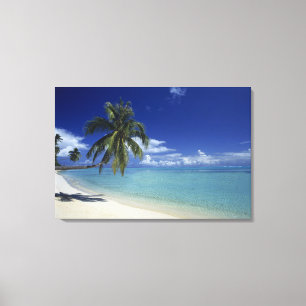 Matira Beach op het eiland Bora Bora, Canvas Afdruk
