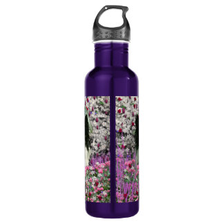 Matisme in bloemen - White & Black Papillon Dog Waterfles