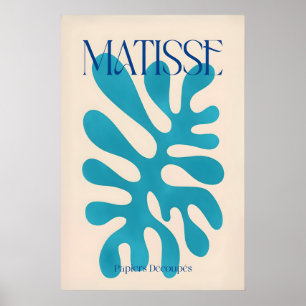 Matisse Cyan Blauwe Abstracte Vorm Papiers Découpé Poster