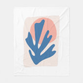 Matisse geïnspireerd Blauw en Blush Roze Blad Cuto Fleece Deken (Voorkant)