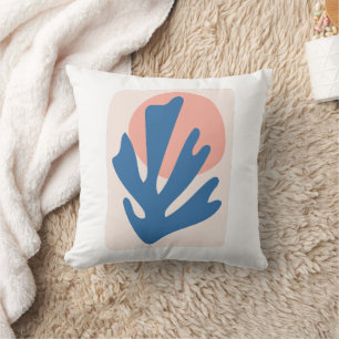 Matisse geïnspireerd Blauw en Blush Roze Blad Cuto Kussen