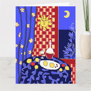 Matisse Geïnspireerd Blauw Nacht Stilleven Wijn Ci Kaart