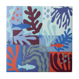 Matisse geïnspireerd Ocean Life papier knipsels bl Tegeltje