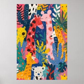 Matisse Geïnspireerde Jungle Dieren Kunstprint Kin Poster