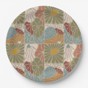 Matisse Groovy bloemmotief Art Nouveau 1970s Boho Papieren Bordje