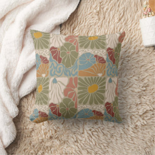 Matisse Groovy bloemmotief  Art Nouveau  jaren 70  Kussen