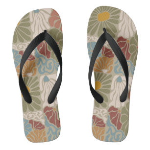 Matisse Groovy bloemmotief  Art Nouveau  jaren 70  Teenslippers