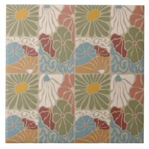 Matisse Groovy bloemmotief  Art Nouveau jaren 70 Tegeltje
