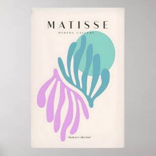 Matisse Kunstprints -Teal Roze Abstracte Bladeren Poster