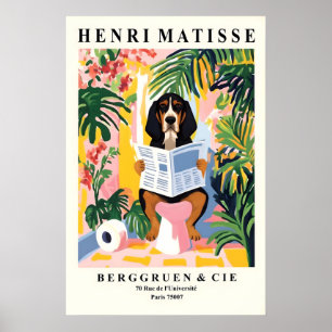 Matisse stijl Coonhound print grappige hond op toi