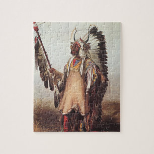 Mato-Tope, een Mandan Chief Portrait van Karl Bodm Legpuzzel