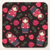 Matreshka Vierkante Kartonnen Onderzetter (Voorkant)