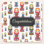  Matreshka Vierkante Kartonnen Onderzetter (Voorkant)