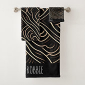 Matrijs snijdt gestileerd hout Monochrom modern pa Bad Handdoek (Insitu)