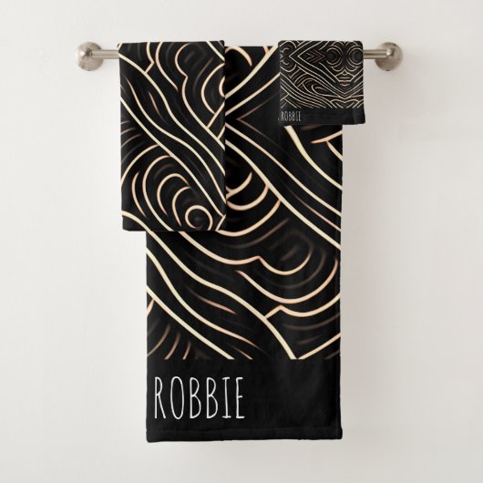 Matrijs snijdt gestileerd hout Monochrom modern pa Bad Handdoek (Insitu)