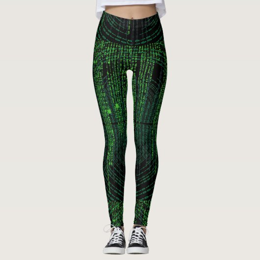 Matrix Binaire Code Leggings (Voorkant)