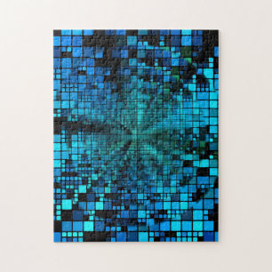 Matrix blauwe pixels   Vortex-verlichting Legpuzzel