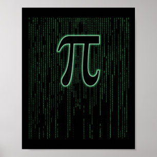 Matrix Inspired PI Day 3.14 Nummer PI-symbool Wisk Poster