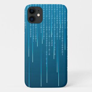 Matrix patroon in blauw iPhone 11 hoesje